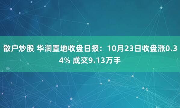 散户炒股 华润置地收盘日报：10月23日收盘涨0.34% 成交9.13万手